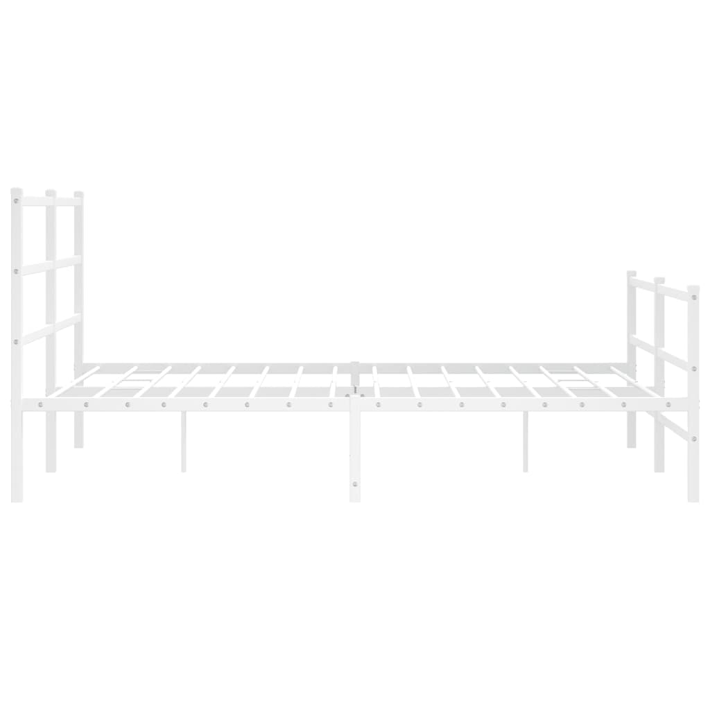 Bettgestell mit Kopf- und Fußteil Metall Weiß 150x200 cm - Pazzar.ch