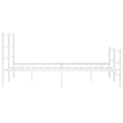 Bettgestell mit Kopf- und Fußteil Metall Weiß 150x200 cm - Pazzar.ch