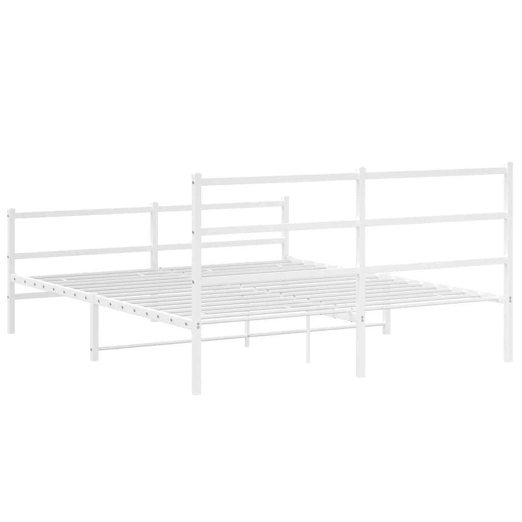 Bettgestell mit Kopf- und Fußteil Metall Weiß 150x200 cm - Pazzar.ch