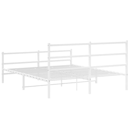 Bettgestell mit Kopf- und Fußteil Metall Weiß 150x200 cm - Pazzar.ch