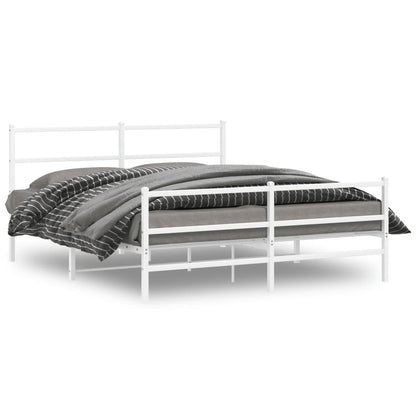 Bettgestell mit Kopf- und Fußteil Metall Weiß 150x200 cm - Pazzar.ch