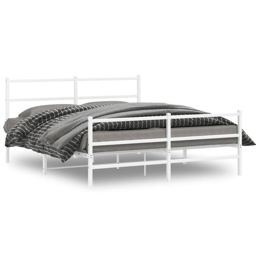 Bettgestell mit Kopf- und Fußteil Metall Weiß 150x200 cm - Pazzar.ch