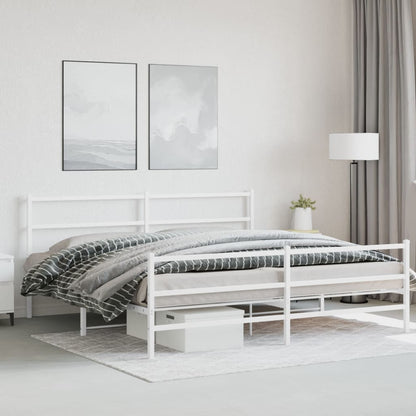 Bettgestell mit Kopf- und Fußteil Metall Weiß 183x213 cm - Pazzar.ch
