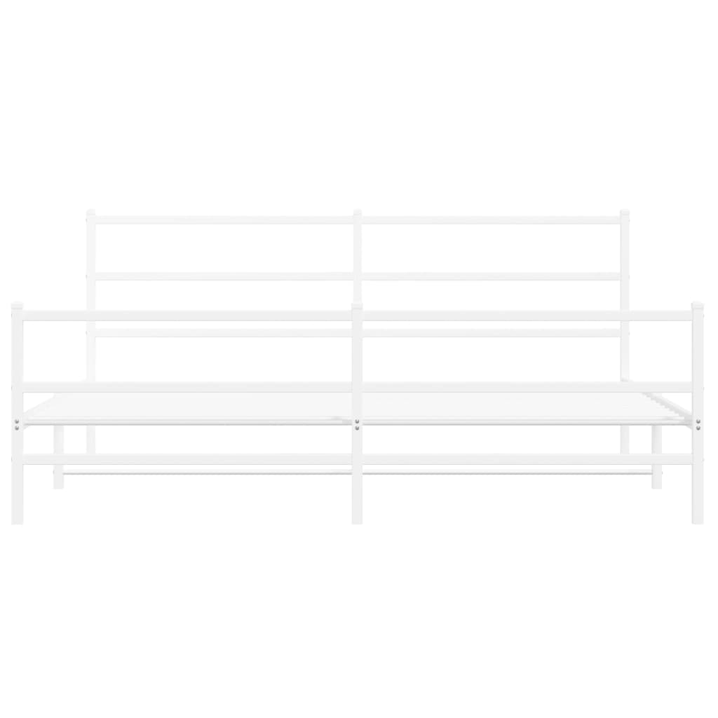 Bettgestell mit Kopf- und Fußteil Metall Weiß 183x213 cm - Pazzar.ch