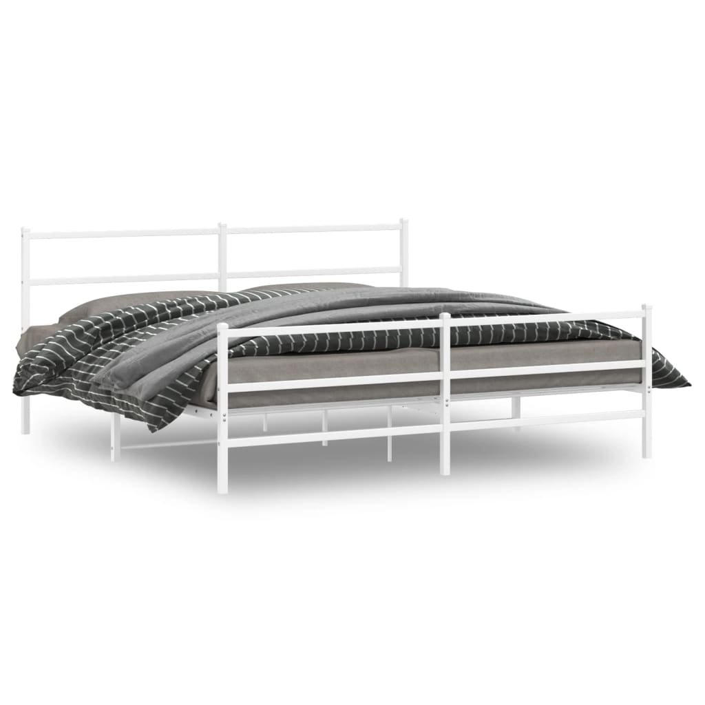 Bettgestell mit Kopf- und Fußteil Metall Weiß 183x213 cm - Pazzar.ch