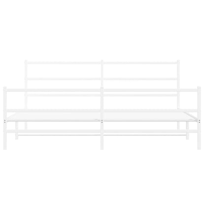 Bettgestell mit Kopf- und Fußteil Metall Weiß 193x203 cm - Pazzar.ch