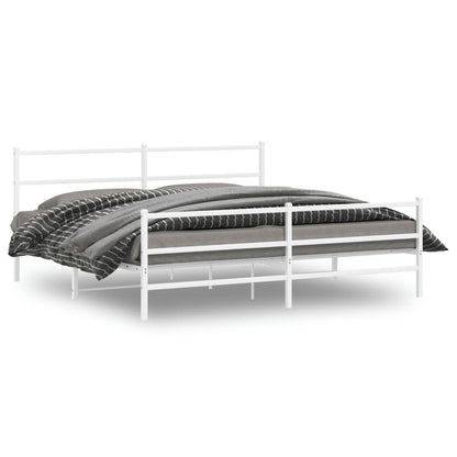 Bettgestell mit Kopf- und Fußteil Metall Weiß 193x203 cm - Pazzar.ch