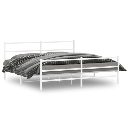 Bettgestell mit Kopf- und Fußteil Metall Weiß 193x203 cm - Pazzar.ch