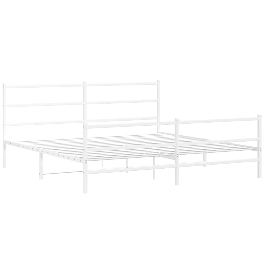 Bettgestell mit Kopf- und Fußteil Metall Weiß 200x200 cm - Pazzar.ch