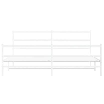 Bettgestell mit Kopf- und Fußteil Metall Weiß 200x200 cm - Pazzar.ch