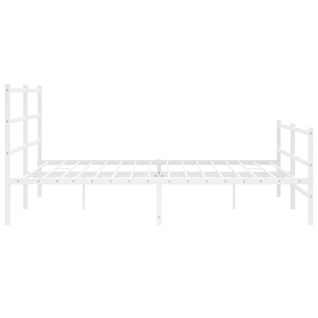 Bettgestell mit Kopf- und Fußteil Metall Weiß 200x200 cm - Pazzar.ch