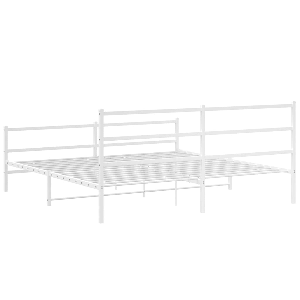 Bettgestell mit Kopf- und Fußteil Metall Weiß 200x200 cm - Pazzar.ch