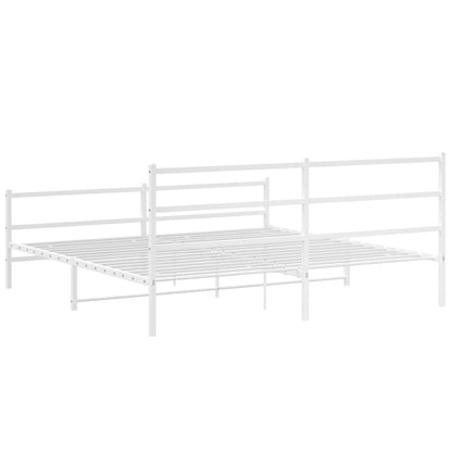 Bettgestell mit Kopf- und Fußteil Metall Weiß 200x200 cm - Pazzar.ch