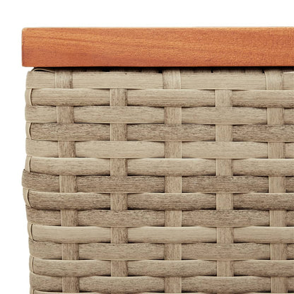 Garten-Beistelltische 2 Stk. Beige 55x34x37 cm Polyrattan Holz - Pazzar.ch