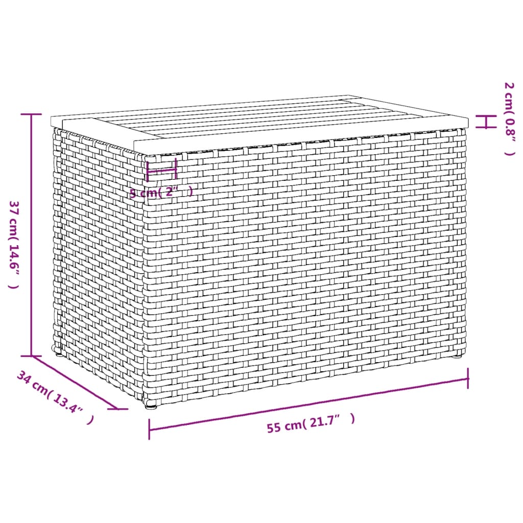 Garten-Beistelltische 2 Stk. Beige 55x34x37 cm Polyrattan Holz - Pazzar.ch