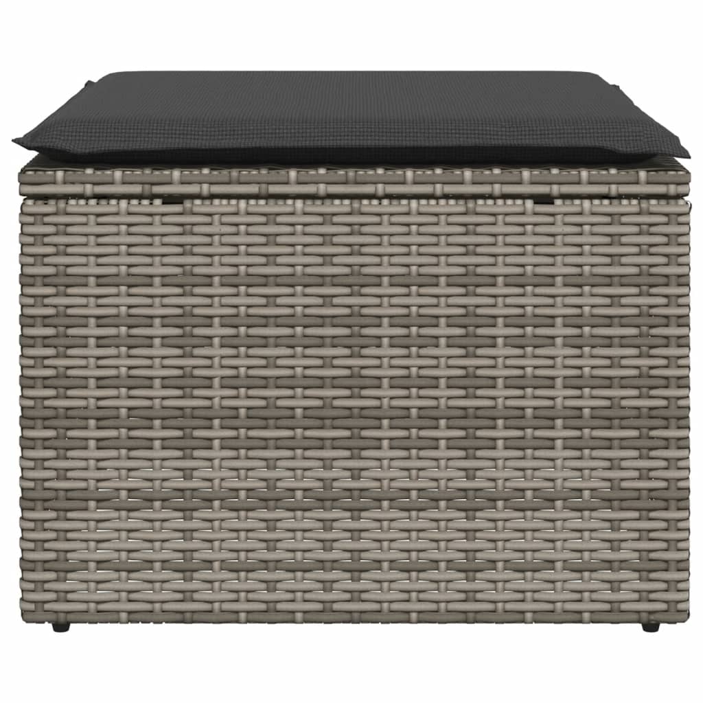 Gartenhocker mit Kissen Grau 55x55x37 cm Poly Rattan - Pazzar.ch