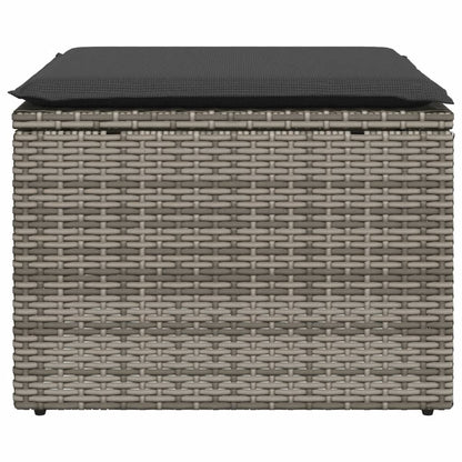 Gartenhocker mit Kissen Grau 55x55x37 cm Poly Rattan - Pazzar.ch