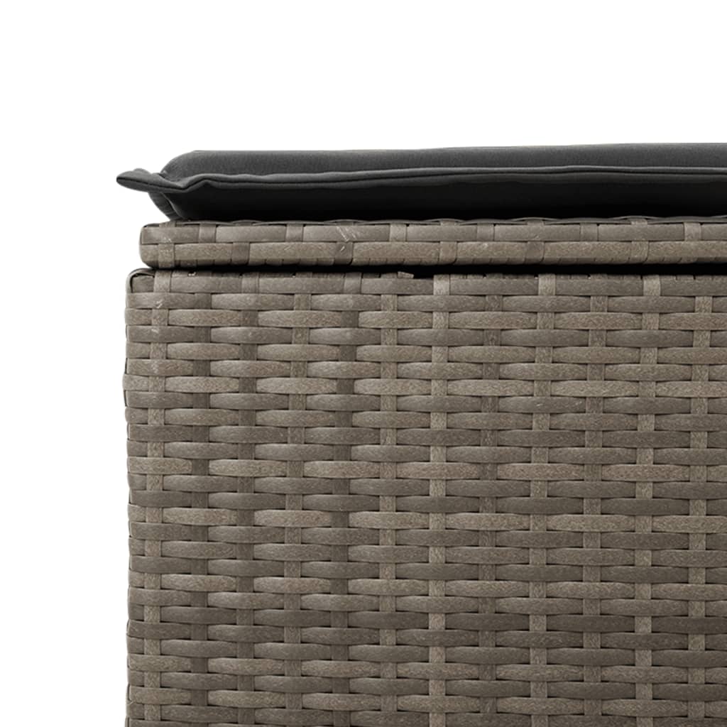 Gartenhocker mit Kissen Grau 55x55x37 cm Poly Rattan - Pazzar.ch