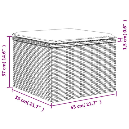 Gartenhocker mit Kissen Grau 55x55x37 cm Poly Rattan - Pazzar.ch