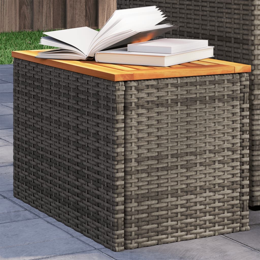 Garten-Beistelltische 2 Stk. Grau 55x34x37cm Poly Rattan Holz - Pazzar.ch