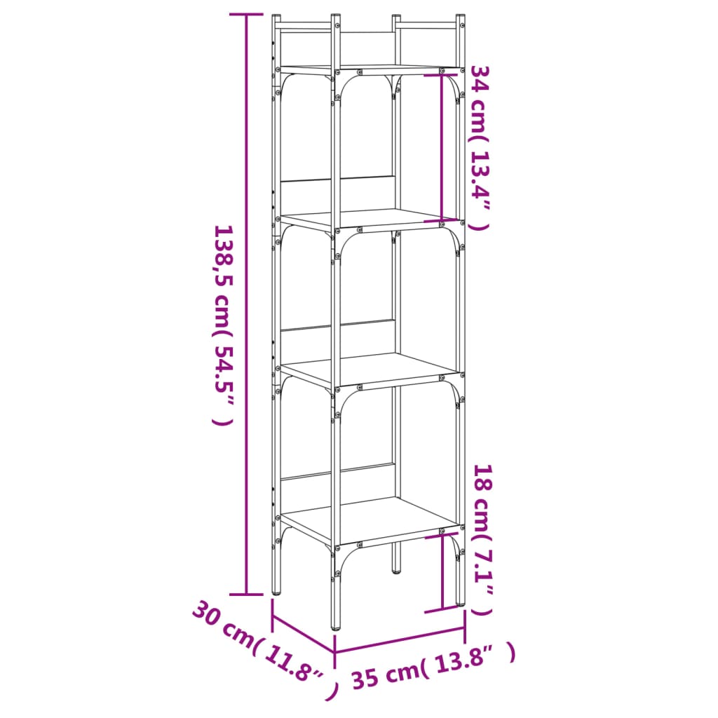 Bücherregal 4 Böden Schwarz 35x30x138,5 cm Holzwerkstoff - Pazzar.ch