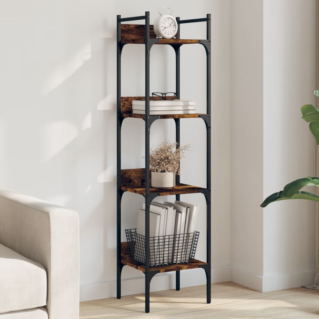 Bücherregal 4 Böden Räuchereiche 35x30x138,5 cm Holzwerkstoff - Pazzar.ch