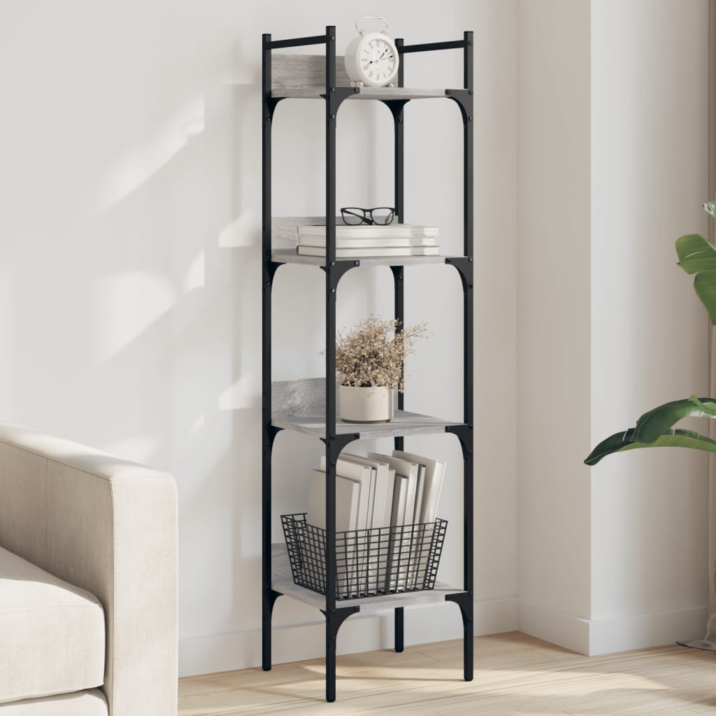 Bücherregal 4 Böden Grau Sonoma 35x30x138,5 cm Holzwerkstoff - Pazzar.ch