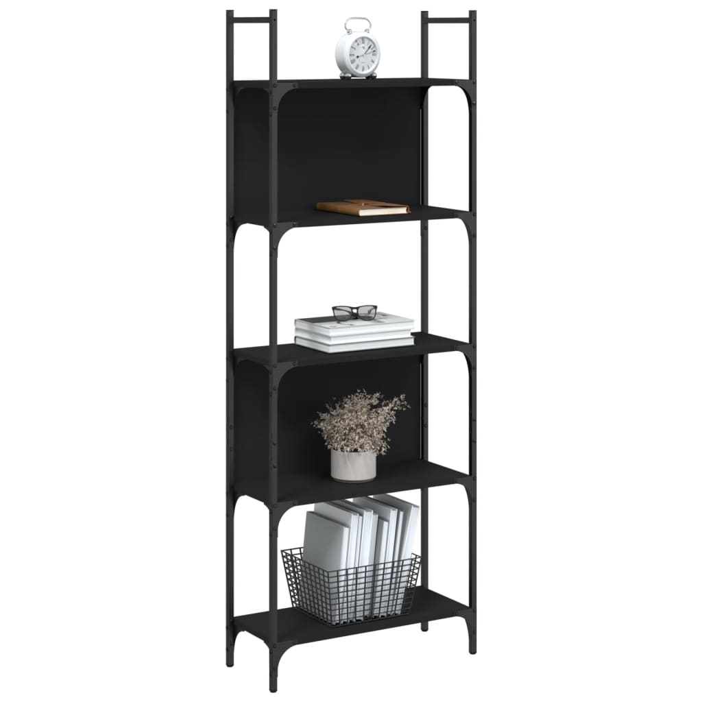 Bücherregal 5 Böden Schwarz 60,5x24x166,5 cm Holzwerkstoff - Pazzar.ch