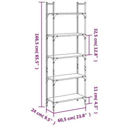 Bücherregal 5 Böden Räuchereiche 60,5x24x166,5 cm Holzwerkstoff - Pazzar.ch