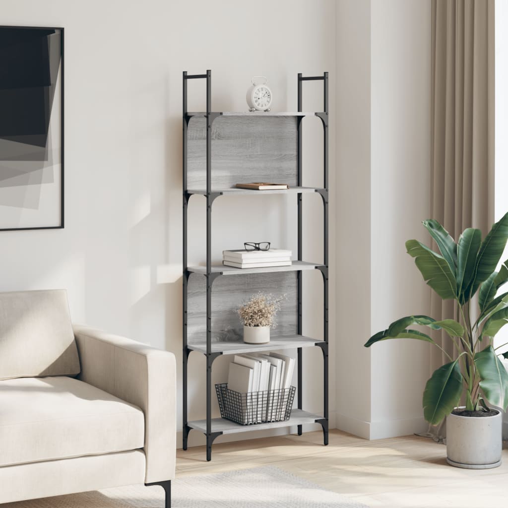 Bücherregal 5 Böden Grau Sonoma 60,5x24x166,5 cm Holzwerkstoff - Pazzar.ch