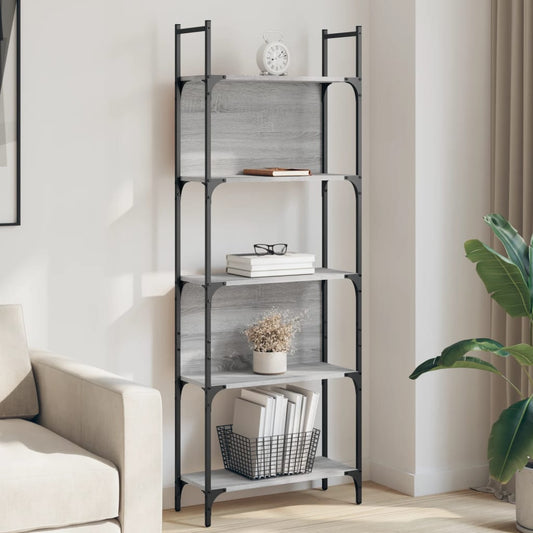 Bücherregal 5 Böden Grau Sonoma 60,5x24x166,5 cm Holzwerkstoff - Pazzar.ch
