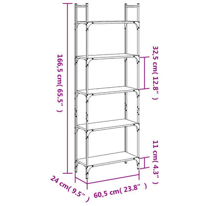 Bücherregal 5 Böden Braun Eichen-Optik 60,5x24x166,5 cm - Pazzar.ch
