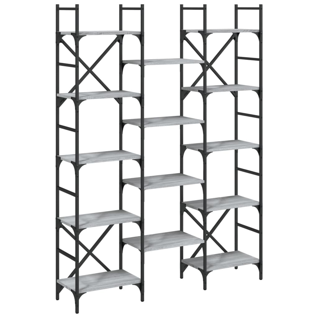 Bücherregal Grau Sonoma 127,5x28,5x172,5 cm Holzwerkstoff - Pazzar.ch