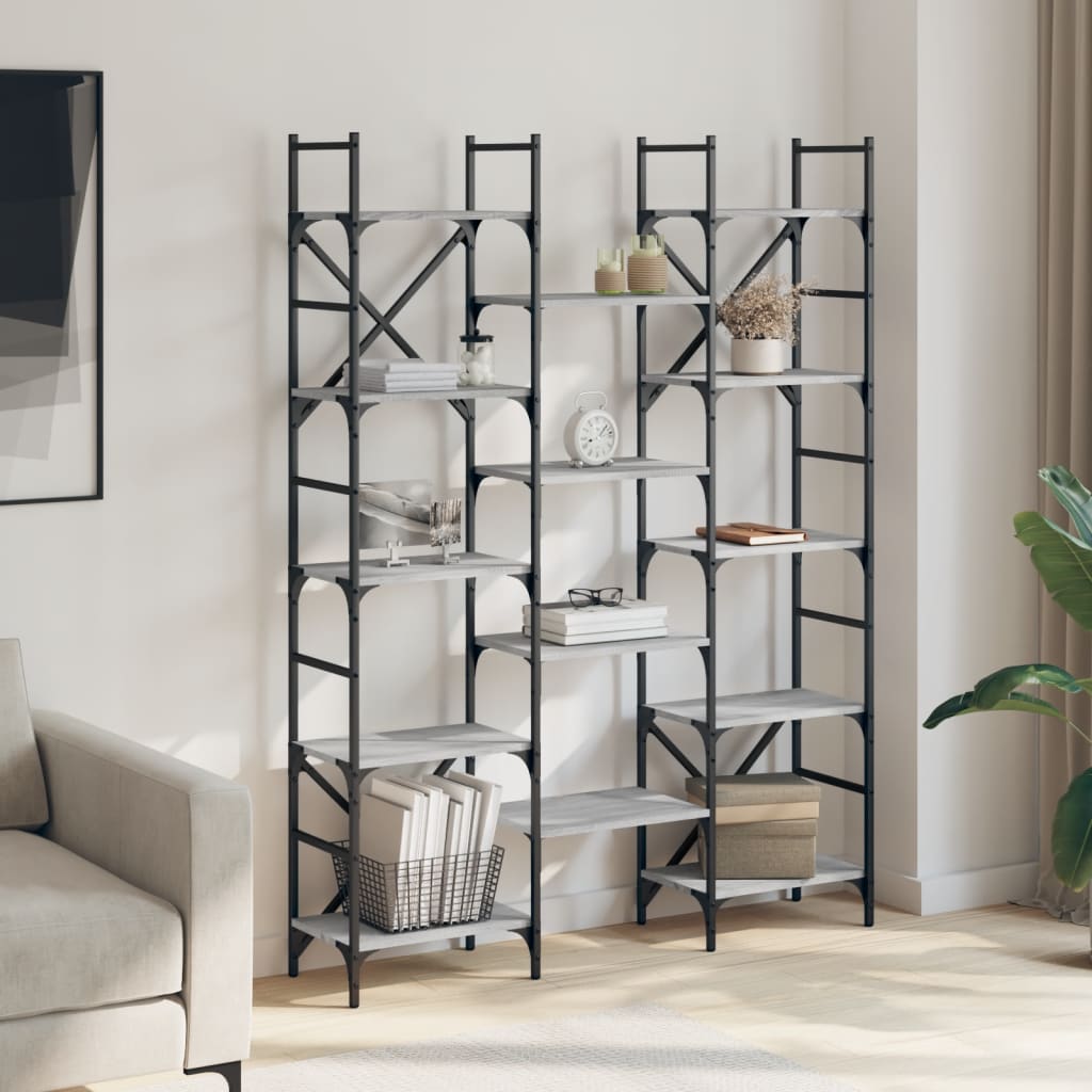 Bücherregal Grau Sonoma 127,5x28,5x172,5 cm Holzwerkstoff - Pazzar.ch