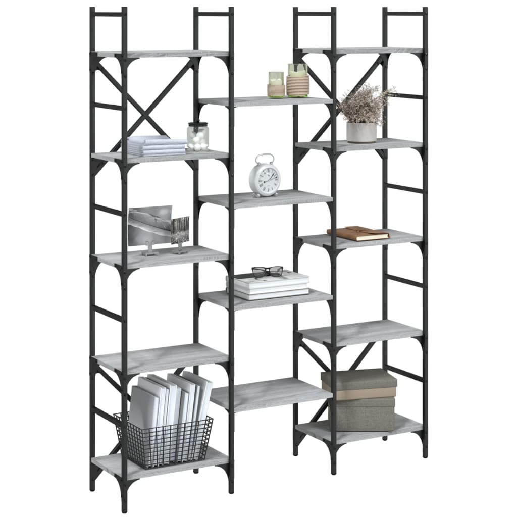 Bücherregal Grau Sonoma 127,5x28,5x172,5 cm Holzwerkstoff - Pazzar.ch