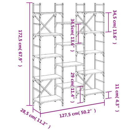 Bücherregal Grau Sonoma 127,5x28,5x172,5 cm Holzwerkstoff - Pazzar.ch