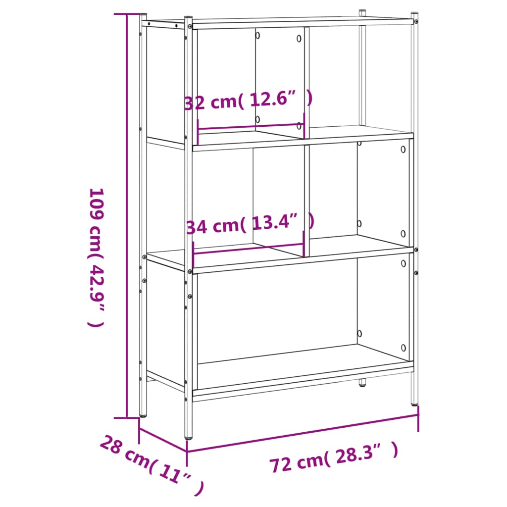 Bücherregal Räuchereiche 72x28x109 cm Holzwerkstoff - Pazzar.ch