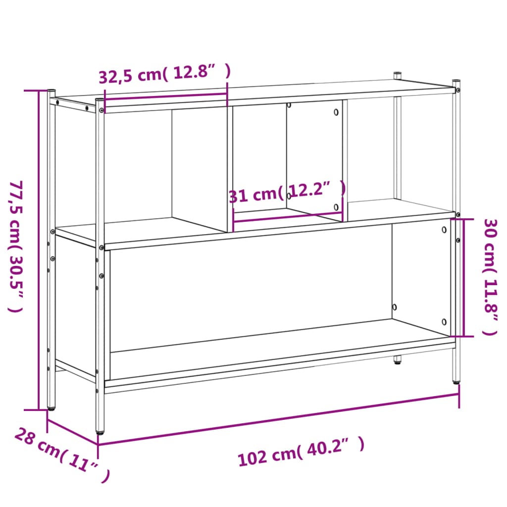 Bücherregal Braun Eichen-Optik 102x28x77,5 cm Holzwerkstoff - Pazzar.ch