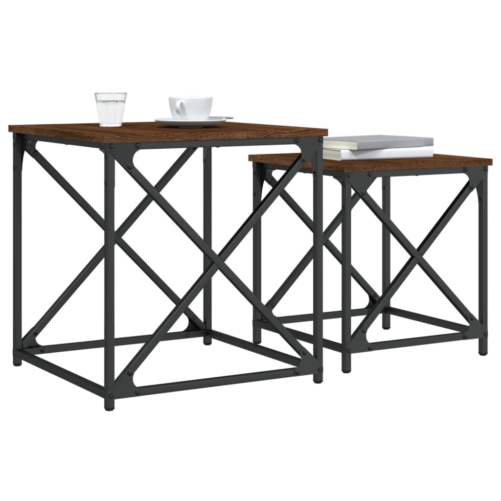 Satztische 2 Stk. Braun Eichen-Optik Holzwerkstoff - Pazzar.ch