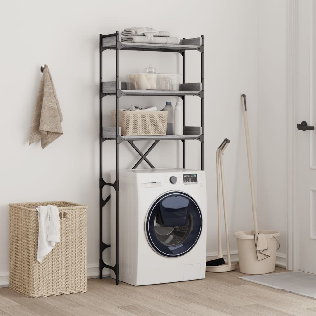 Waschmaschinenregal Grau Sonoma 67x25x163 cm Holzwerkstoff - Pazzar.ch