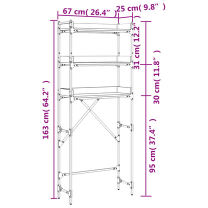 Waschmaschinenregal Grau Sonoma 67x25x163 cm Holzwerkstoff - Pazzar.ch