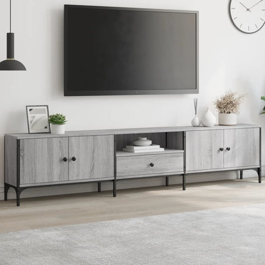 TV-Schrank mit Schublade Grau Sonoma 200x25x44 cm Holzwerkstoff - Pazzar.ch