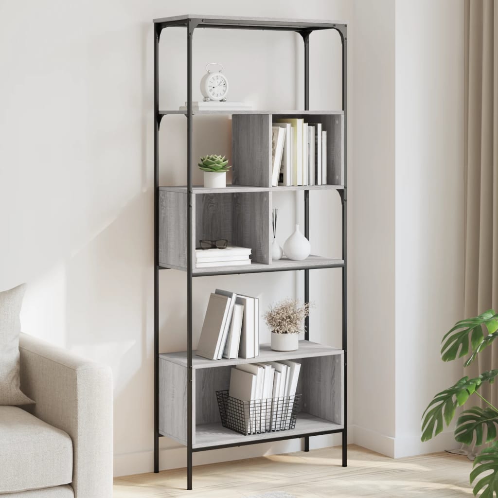 Bücherregal 5 Böden Grau Sonoma 76x33x188,5 cm Holzwerkstoff - Pazzar.ch