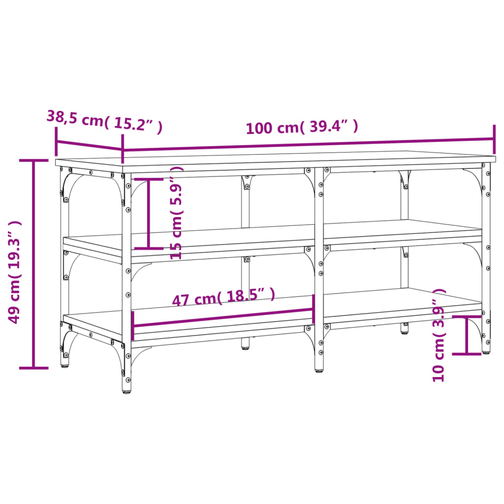 Schuhbank Sonoma-Eiche 100x38,5x49 cm Holzwerkstoff - Pazzar.ch