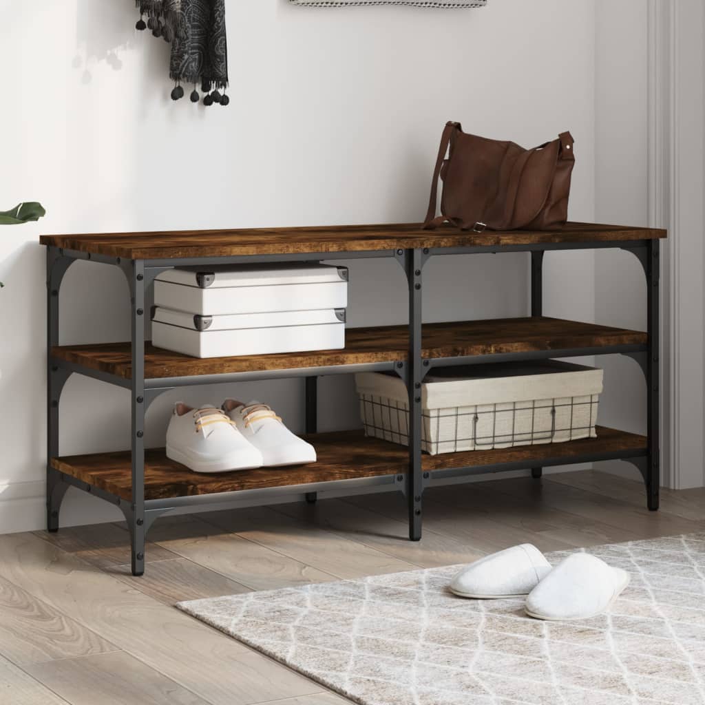 Schuhbank Räuchereiche 100x38,5x49 cm Holzwerkstoff - Pazzar.ch