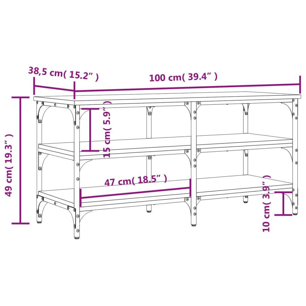 Schuhbank Braun Eichen-Optik 100x38,5x49 cm Holzwerkstoff - Pazzar.ch