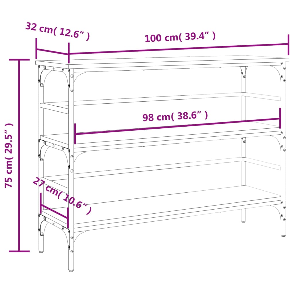 Konsolentisch Schwarz 100x32x75 cm Holzwerkstoff - Pazzar.ch