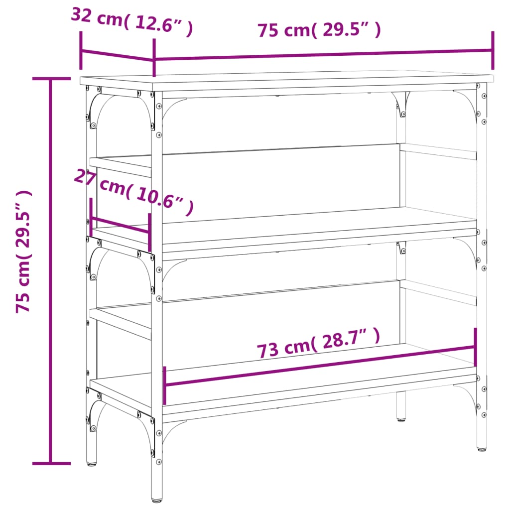 Konsolentisch Grau Sonoma 75x32x75 cm Holzwerkstoff - Pazzar.ch