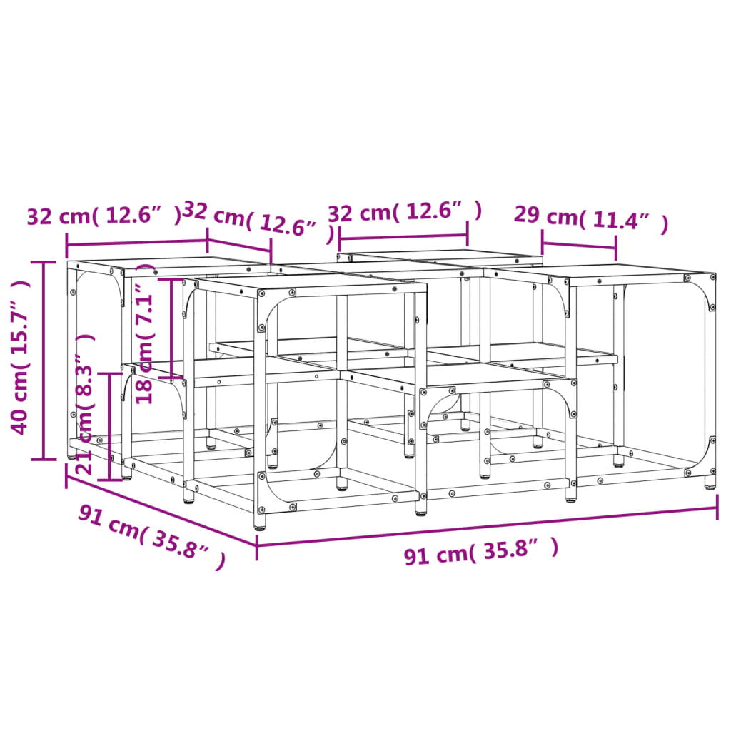 Couchtisch Schwarz 91x91x40 cm Holzwerkstoff - Pazzar.ch