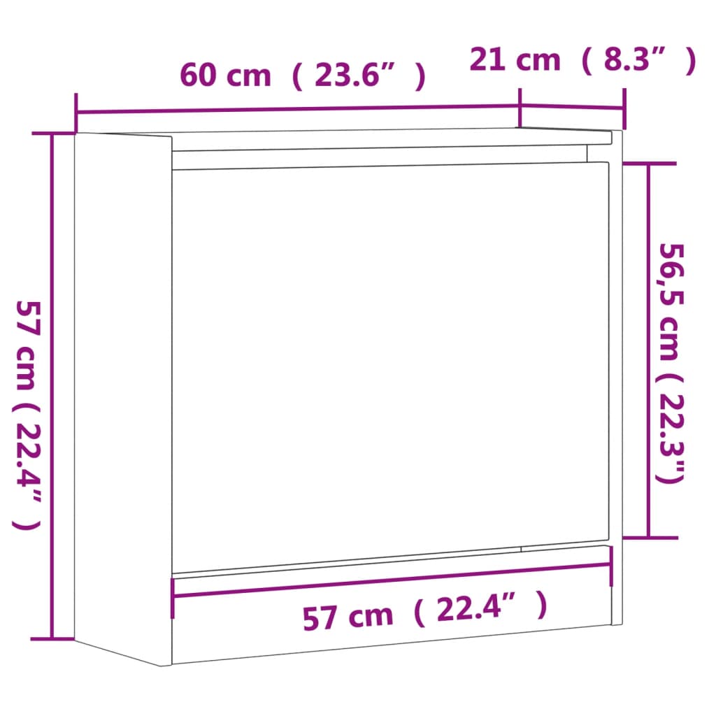 Schuhregal Grau Sonoma 60x21x57 cm Holzwerkstoff - Pazzar.ch